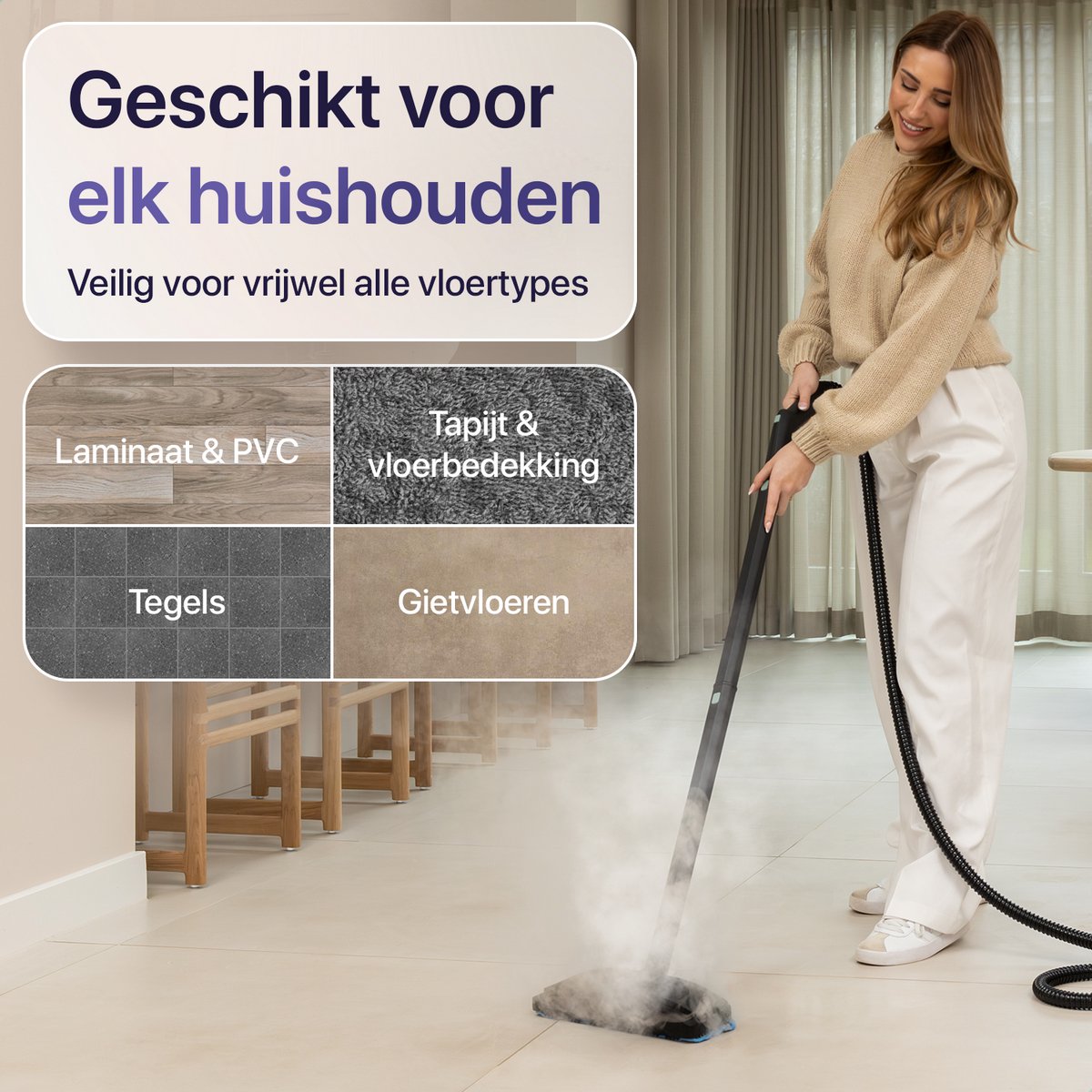 LUMAN Stoomreiniger MAX – 2600W - 60 min Stoomtijd - 2.5L Watertank – Handstoomreiniger & Tapijtreiniger - Groen thumbnail 8