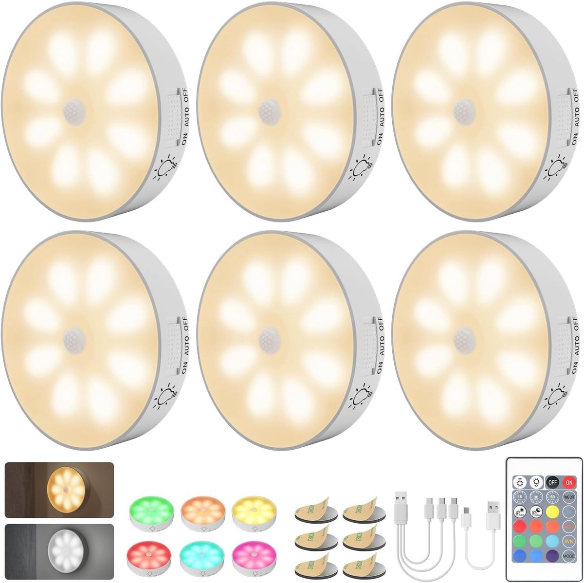 Draadloze LED Onderbouwverlichting met Afstandsbediening, 12 Kleuren, Beweging Sensor, Opl