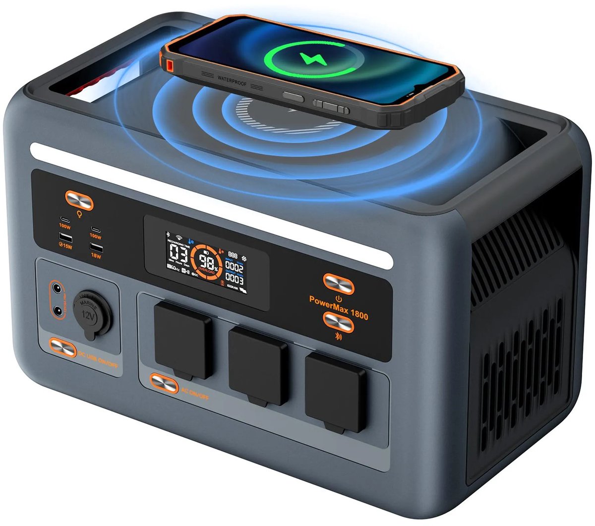 OSCAL PowerMax 1800W Draagbare Powerstation - ggregaat - Noodstroom - Geruisloos - 1024Wh Generator - LiFePO4 - Snel Opladen - 11 Uitgangspoorten - App - Stroomgenerator voor Thuis, Kamperen, Evenementen & Noodpakket