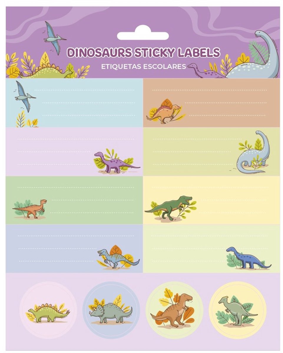 Grupo Erik - Dinosaurs SelfAdhesive Labels Zelfklevende etiketten - Multicolours