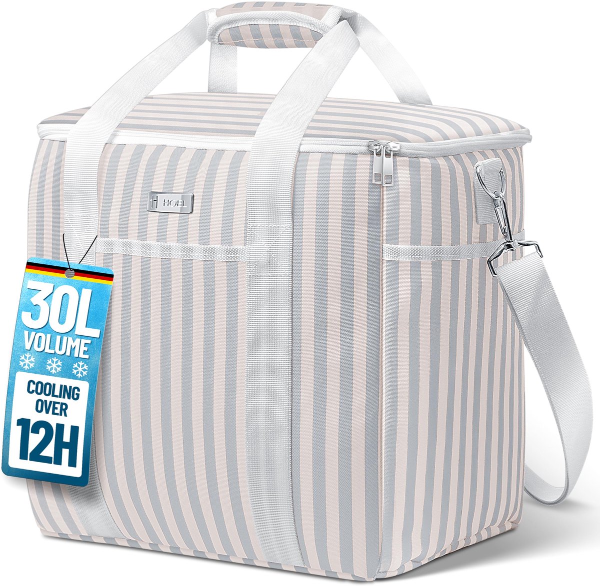 SnelShoppen - Grote koeltas 30 liter, opvouwbaar, geïsoleerde thermotas, waterdicht, lekvrij, perfect voor auto, winkelen, picknick en lunchen