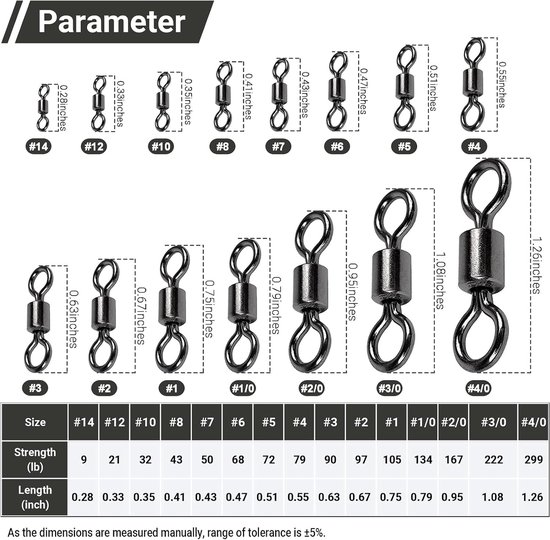 Vishaak Swivels - #12 - Rolling Swivels met 360° Draaifunctie - Anti Twist Vishaak Wartels - Voor Zoetwater en Zoutwater Vissen - Wartels set 20 stuks — afbeelding 3
