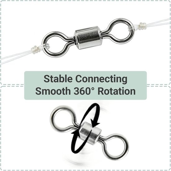 Vishaak Swivels - #12 - Rolling Swivels met 360° Draaifunctie - Anti Twist Vishaak Wartels - Voor Zoetwater en Zoutwater Vissen - Wartels set 20 stuks — afbeelding 2