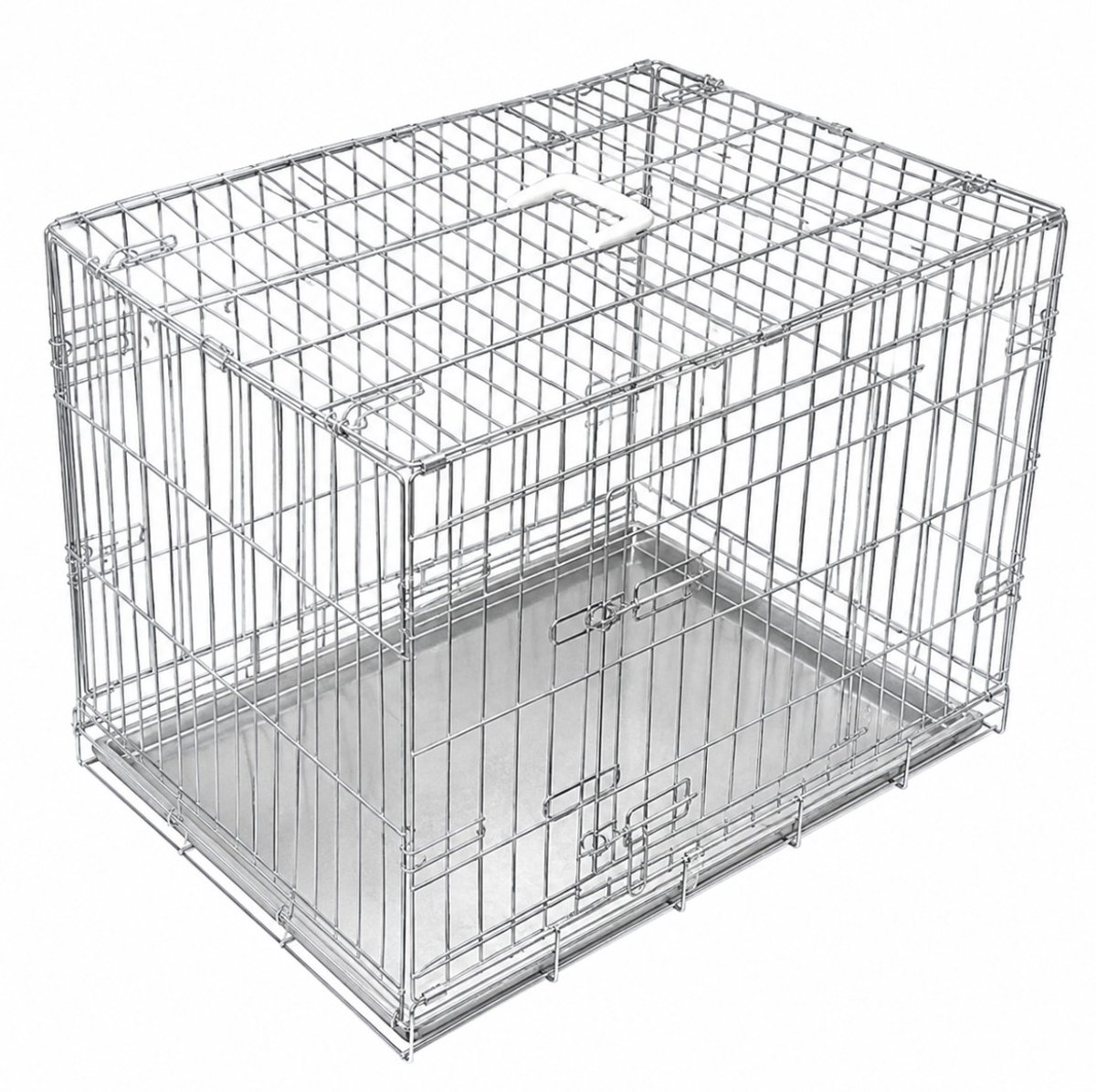 BSS® Hondenbench Medium – Opvouwbare Hondenbench met 2 Deuren, Metalen Dienblad – Zilver – 30 Inch