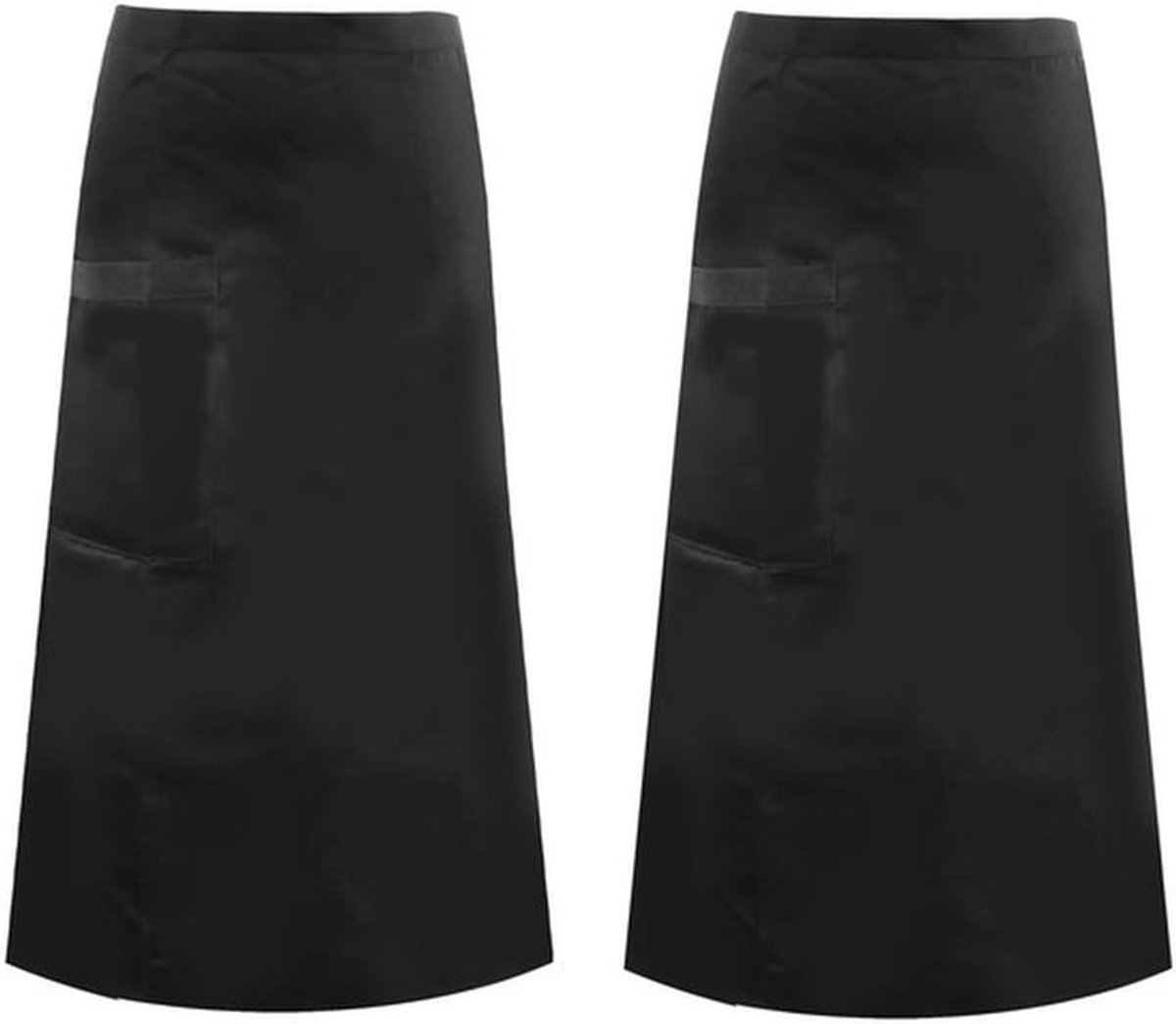 Tailleschort 2 Stuks - Zwart - Kelnerschort - Voorbinder Schort - Polyester - Ruime Zakken - Onder de Knie Bescherming