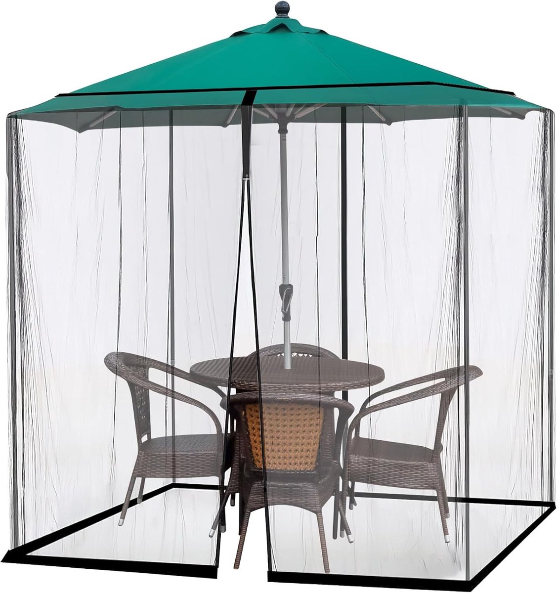 SnelShoppen - Dellyy Parasolmuggennet 3x3M - Tuinmuggennet voor Pergola, Gazebo, Terras, Balkon - Zwart Net voor Tuinpaviljoen & Tenten