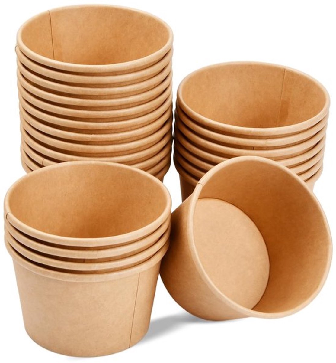 Soepbekers 50 stuks - Composteerbare Bekers - Kraftpapier - Lichtgewicht - 230ml - Geschikt voor Soep/Salade - Wegwerpbekers