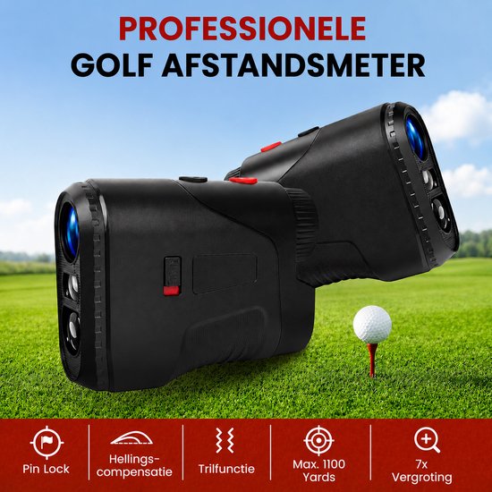 Afstandsmeter Golf - Laser Rangefinder - Golftrainingsmateriaal - Golf Accessoires - 1100 Meter - 7x Vergroting - Hellingscompensatie - Pin Lock met Trilling - USB-C Oplaadbaar - Zwart — afbeelding 4