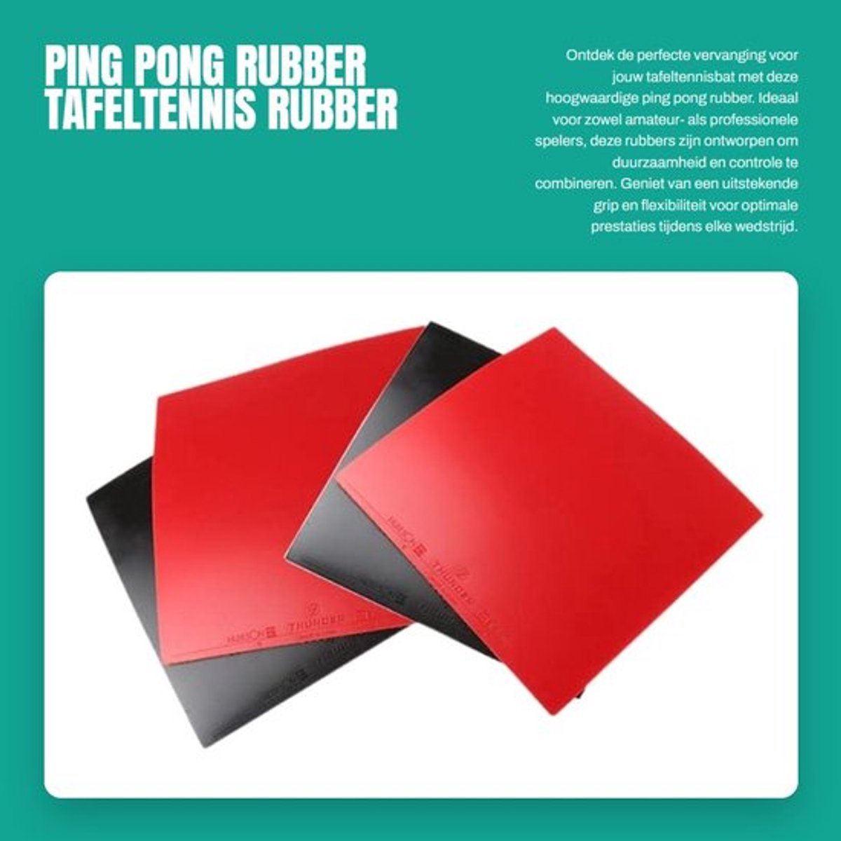 Ping Pong Rubber - 4 Stuks - Tafeltennis Rubber - Vervangingsrubbers - Snelle Aanval - Hoogwaardig Materiaal - Dikte 2.2 - Tafeltennisrubber