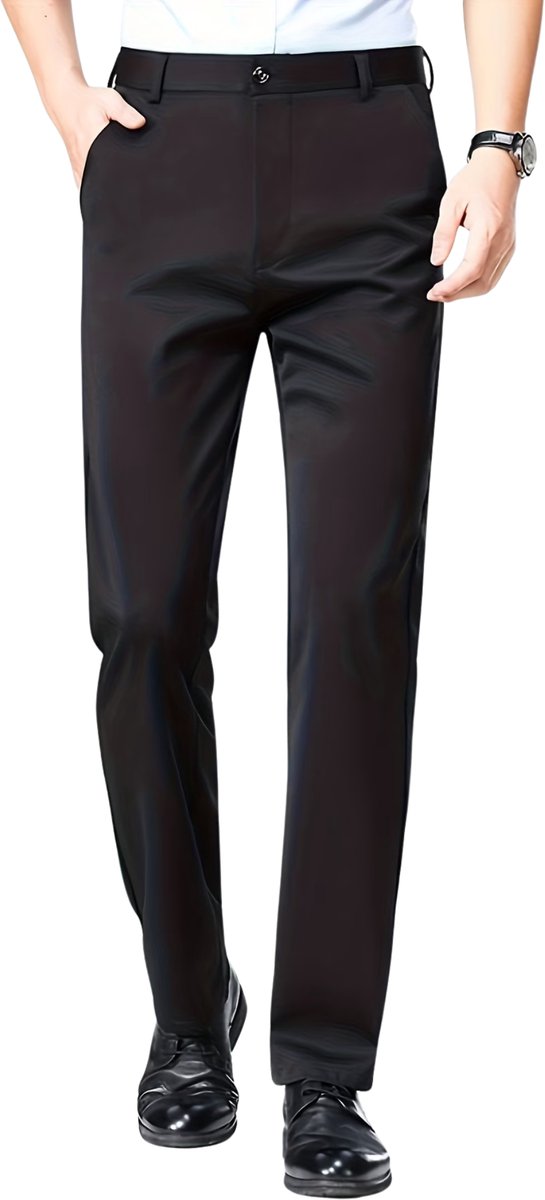 Currero Pantalon Heren Chino Regular Fit Golfbroek Nette Broek Met Elastische Tailleband Volwassenen 5XL Zwart