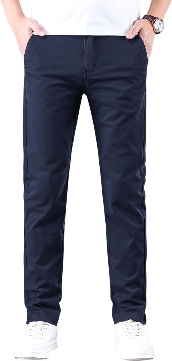 Currero Pantalon Heren Chino Regular Fit Golfbroek Nette Broek Met Elastische Tailleband Volwassenen XXXS Blauw