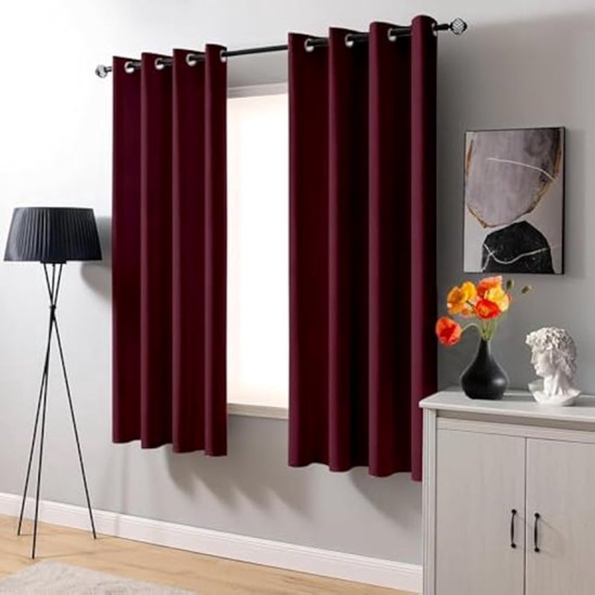 Kant-en-klare ondoorzichtige gordijnen 200 x 270 cm Gordijnen kant-en-klare effen ondoorzichtige geluidsabsorberende 100% verduisterende gordijnen voor woonkamer, kinderkamer, wijnkleur