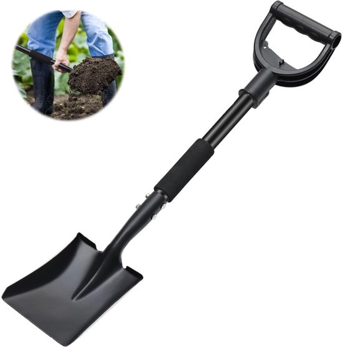 Tuinschop Duurzaam - Compacte Graafspade - Lichtgewicht Tuingereedschap - Multifunctionele Spade - D-Grip Handgreep - Roestbestendig Materiaal - Graafschop