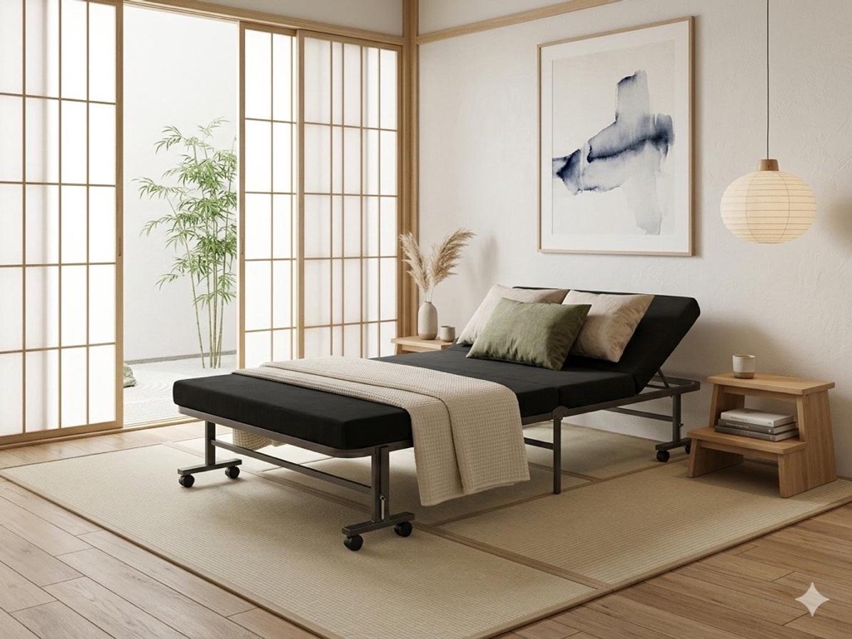 Vouwbed Excellent met matras en wieltjes - 90 x 200 cm
