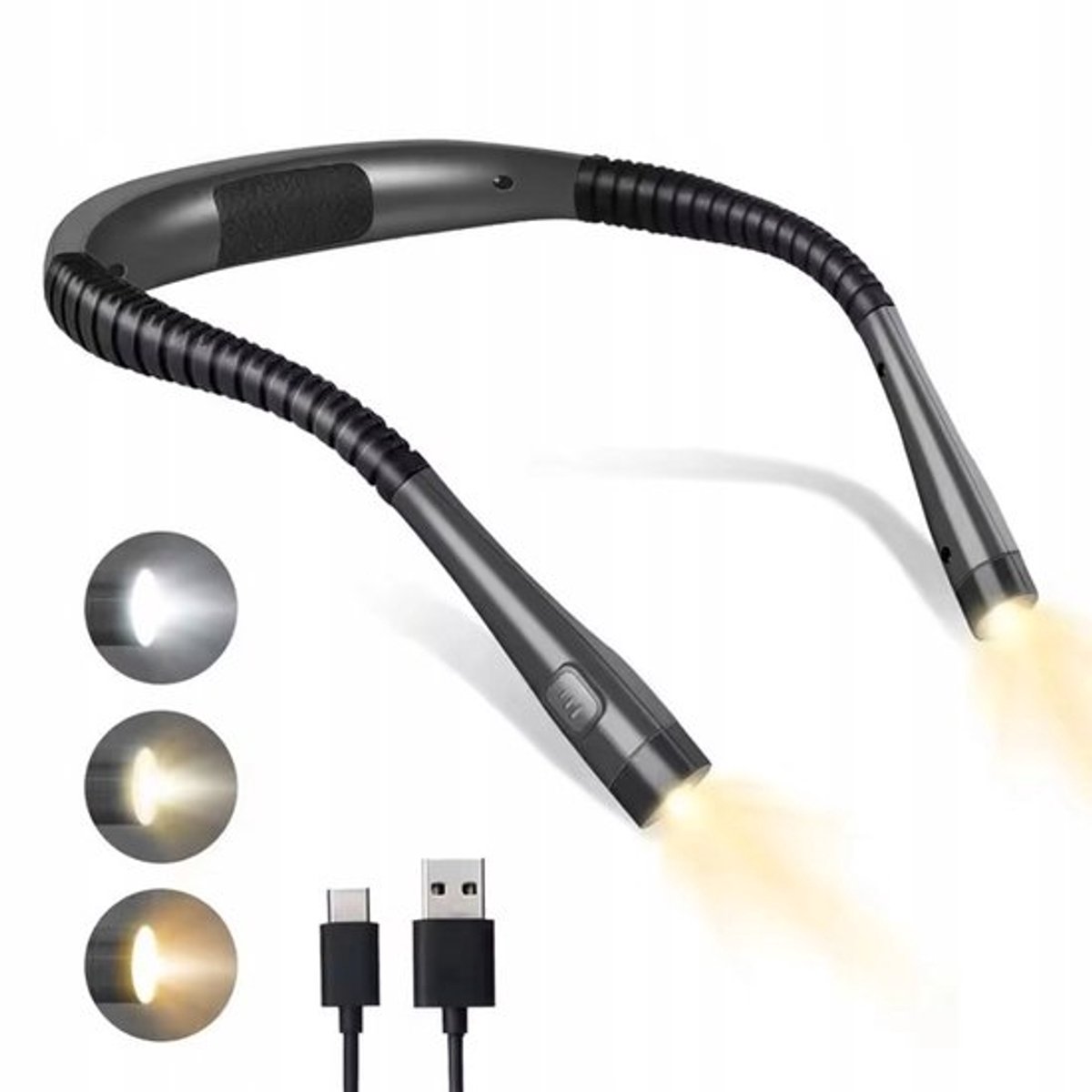 Merkloos - Nek Leeslamp - Oplaadbaar via USB - 3 Lichtkleuren & 3 Dimstanden - Flexibel