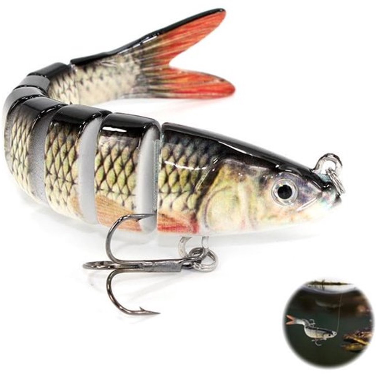 Multi-scharnierend bionisch visaas voor snoek, zeebaars, ideaal voor snoekvissen, baars, baars, forel, 27g, duurzaam ABS plastic