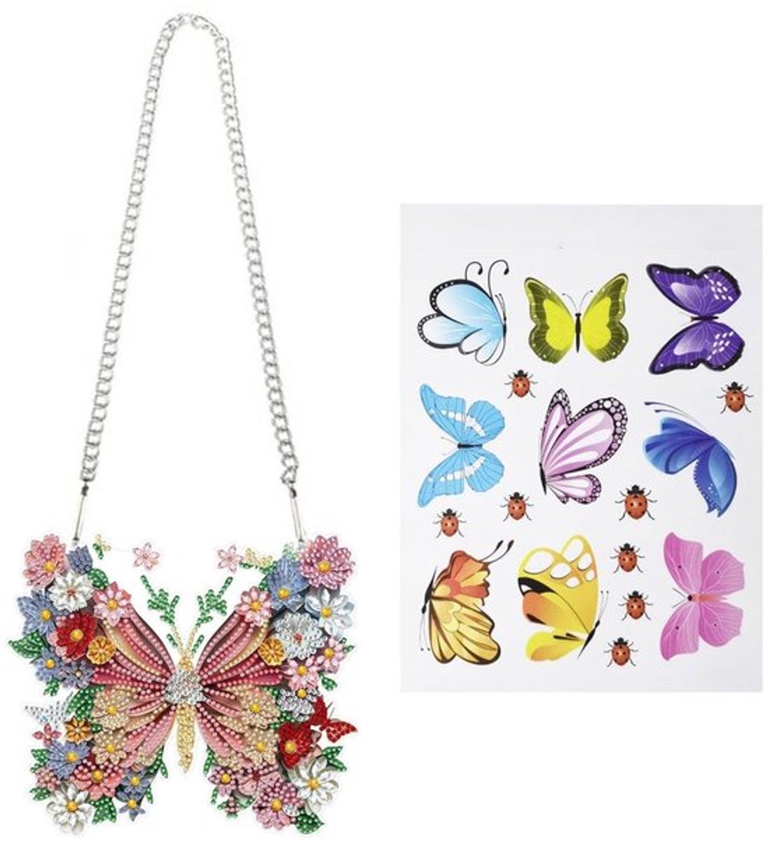Muursticker Vlinder - Decoratieve Muurstickers - Acryl/PVC - 20 x 18 cm/20 x 15 cm - 1 stuk - Kleurrijk en eenvoudig te installeren - Wanddecoratie