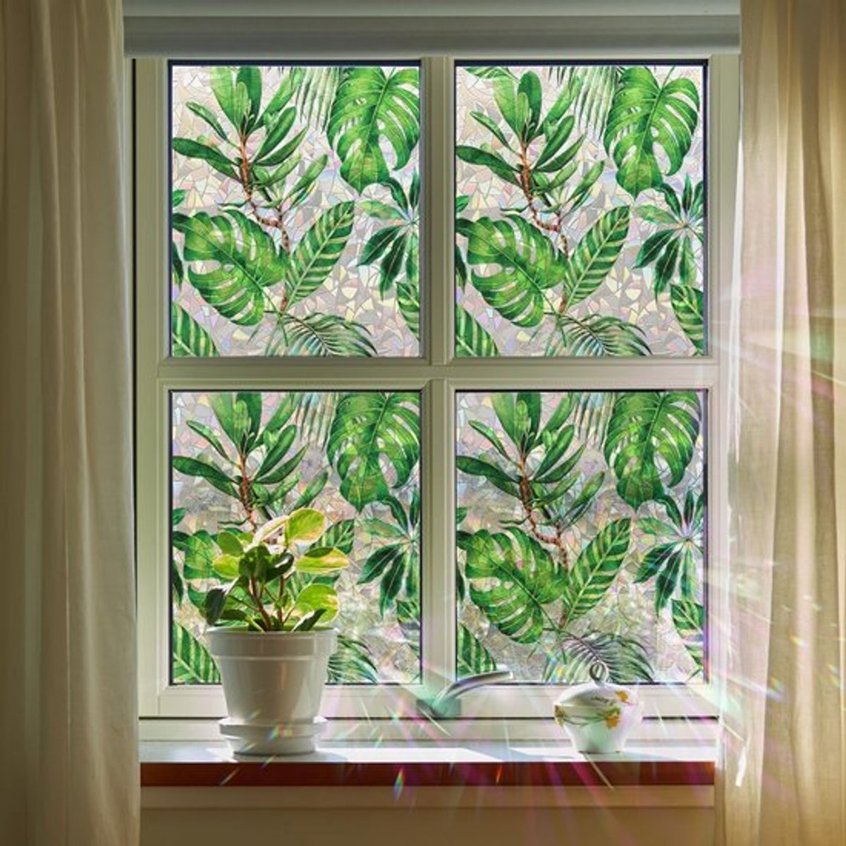 Privacyfolie Statisch - Raamfolie Anti Inkijk - Raamfolie Verduisterend - Raamfolie Bloemen - 43 x 100 cm - Dubbelzijdige Raamstickers