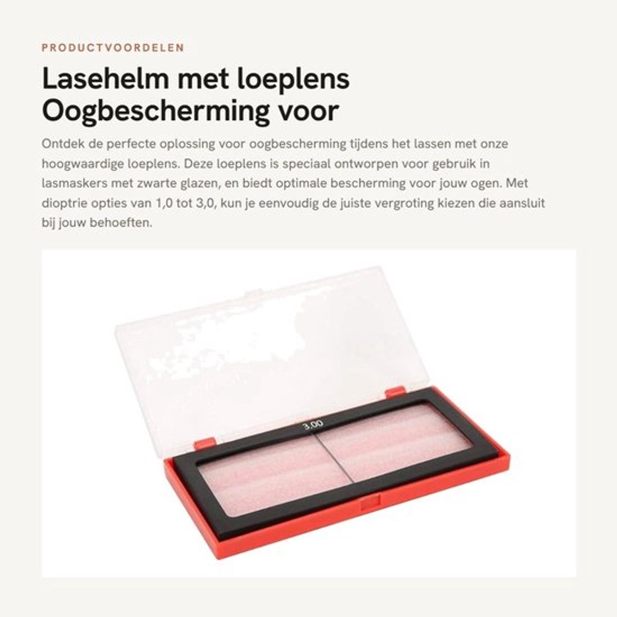 Lashelm met Loeplens Dioptrie 3.0 - Oogbescherming - Vergrootglas - Geschikt voor Lasmaskers - UV-bescherming - Afmetingen 5 x 4 cm - Laslens