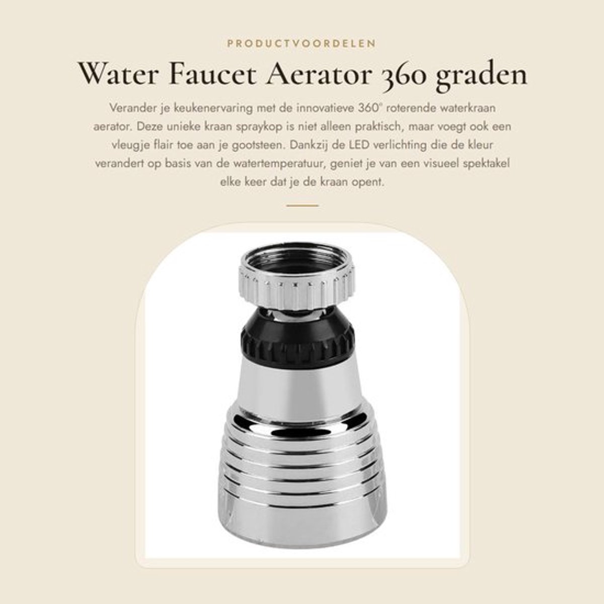 Water Faucet Aerator - 360 graden draaibaar - LED temperatuur indicator - energiezuinig - eenvoudig te installeren - geschikt voor keuken...