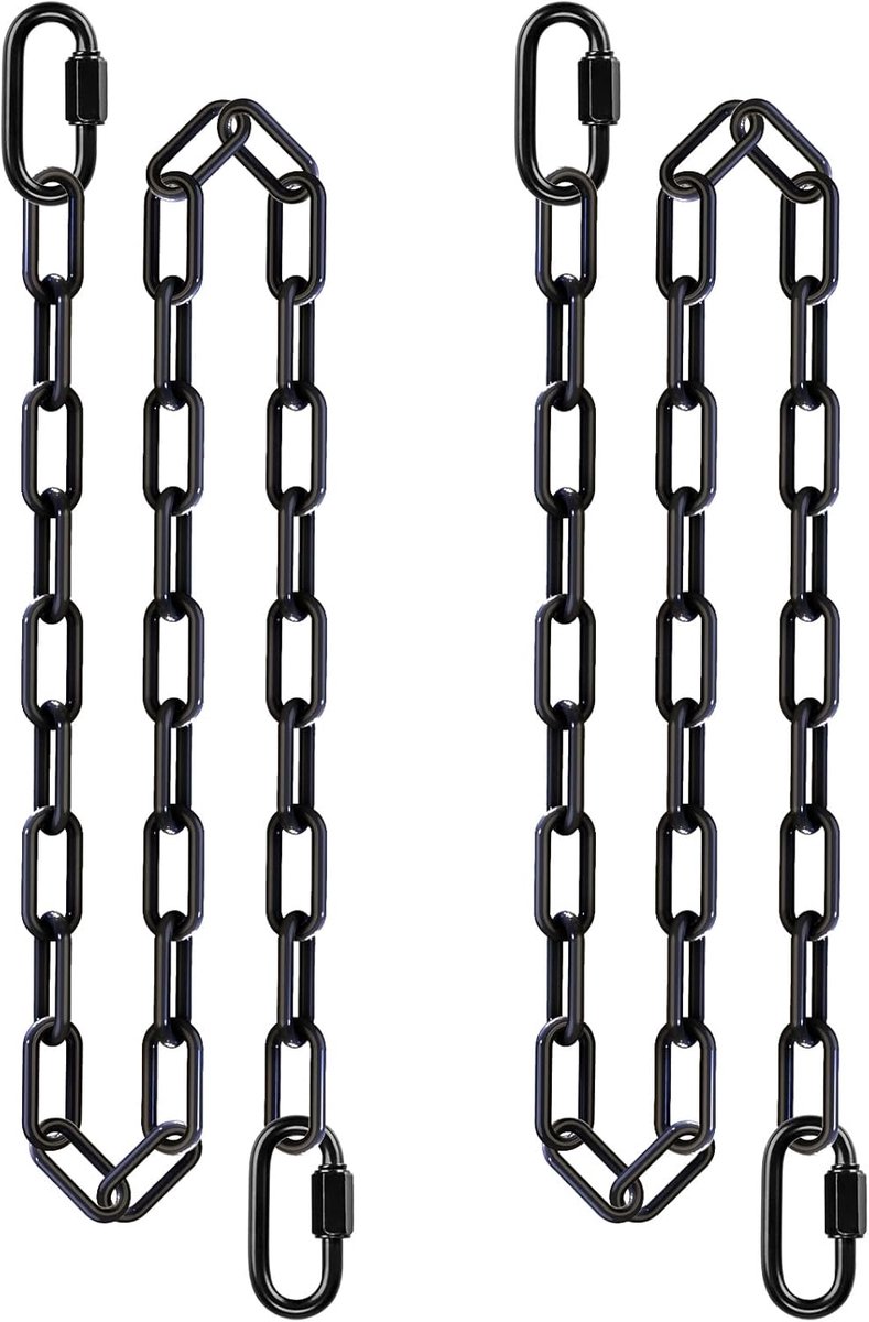 SnelShoppen - 2 Stuks 165cm Zware Swing Kettingen - 1000lbs Hangende Kettingen en Haakjes - Zwart Coating voor Hangstoelen, Schommelstoelen, Bokszakke