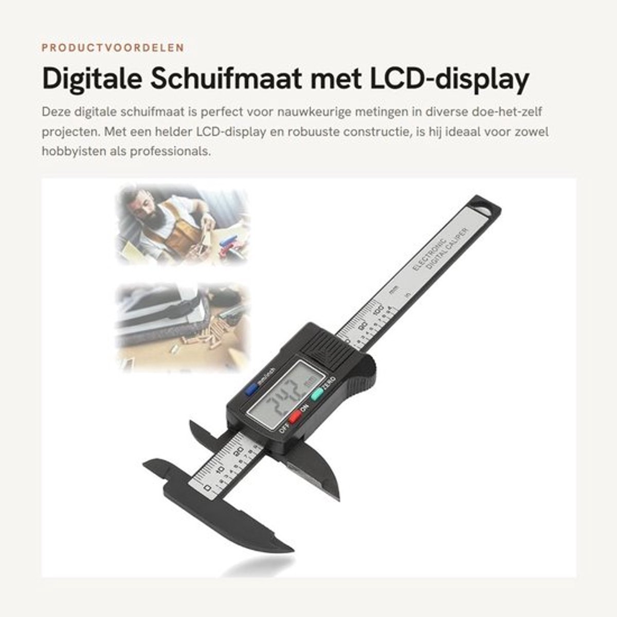 Schuifmaat Digitale LCD-display - Schuifmaat Vuil-/olie-/waterbestendig - Aftekenhulp - Handknijper Fitness - Nauwkeurig resultaat - Koolstofvezel