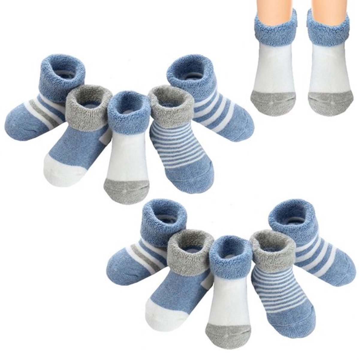 Baby Sokken Dikke Thermische Katoen - Babysokken 0-3 maanden - 5 Paar - Babymode Sokken - Winter Sokken - Comfortabel en Warm