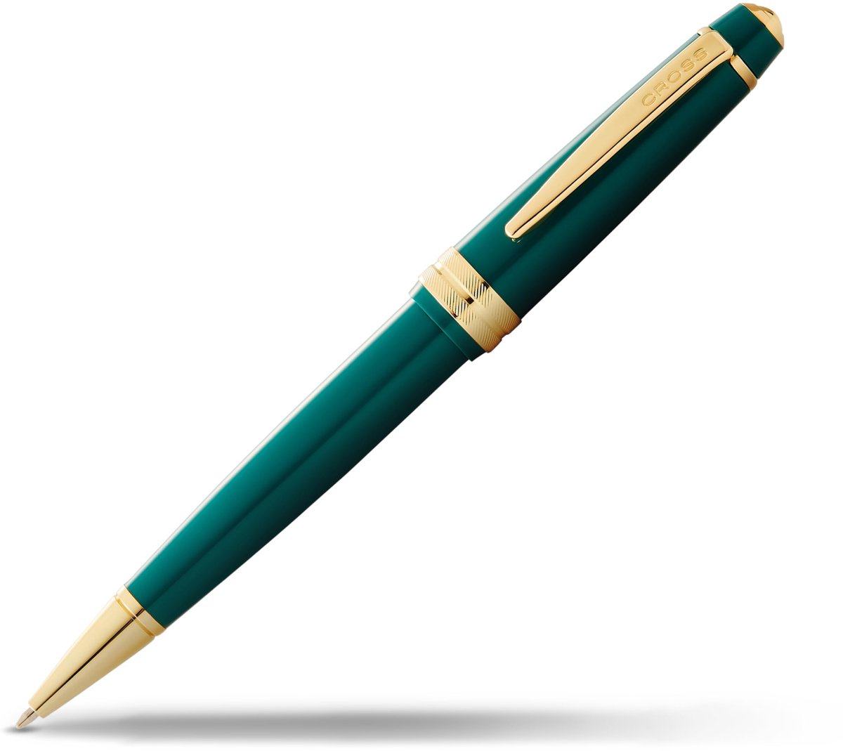 SnelShoppen - Cross Bailey Light balpen F lijnbreedte, zwarte inkt, luxe geschenkverpakking, groene lak met gouden beslag, perfect voor kantoor, schoo