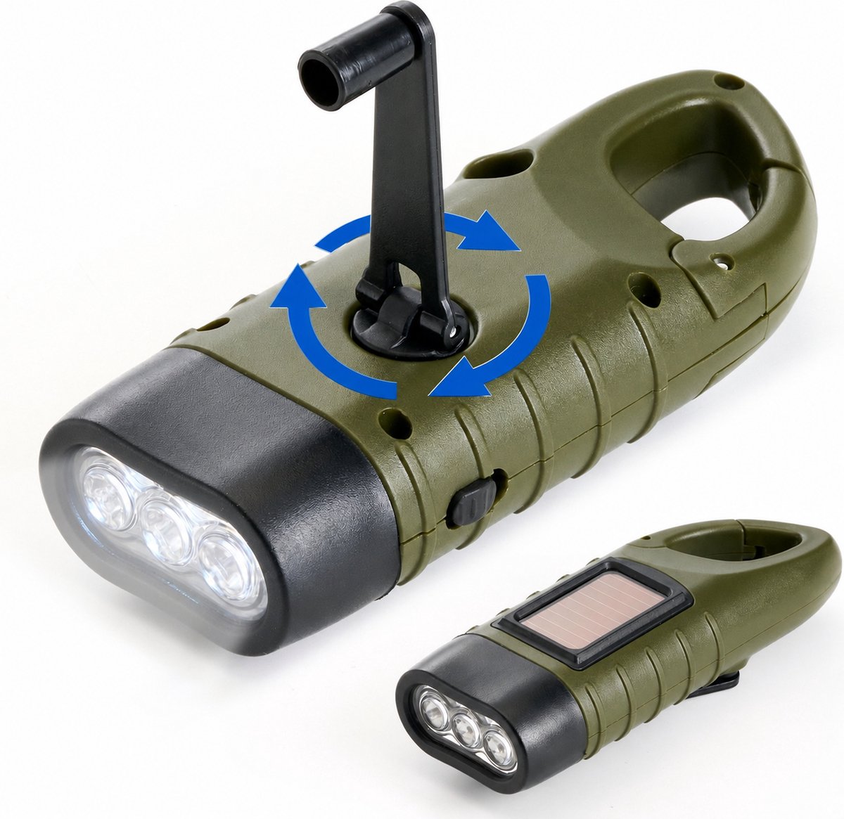 Opwindbare zaklamp - Zaklamp noodpakket - Knijpkat - Zaklamp Opwindbaar - Zaklampen - Noodzaklamp bij stroomuitval - Knijpkat Zaklamp Dynamo - Noodverlichting Stroomuitval - Zaklamp LED handmatig oplaadbaar - Donkergroen