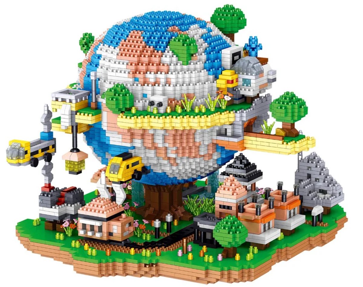 Lezi Global Village - LZ8302 - Micro Blokjes - Global Village - Wereldbol - 5454 onderdelen - Bouwset - Mini bouwstenen - 3D puzzel