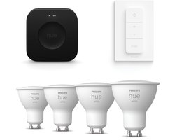 Philips Hue Starterspakket - GU10 - met 4 Spotjes - Warmwit Licht - Incl. Hue Bridge Pro, Hue…