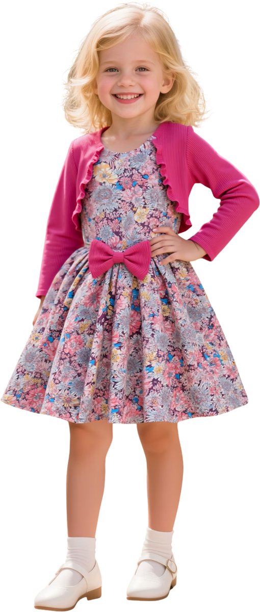 Currero Zomerjurk Meisjes Zomerjurken Kinderen Jurk Meisje Ibiza Stijl Sundress Kinderkleding Donkerroze 7-8 Jaar