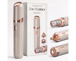 Sansbeauté 3 in 1 Epilator voor Vrouwen PocketPRO met Travel Bag - Epileerapparaat Dames - Epilator - Gezichtsepilator Vrouw - Gezichtsontharing Dames - Epilator Gezicht - Epilator Dames - Gezichtsepilator dames - Oplaadbaar - Rosé Gold