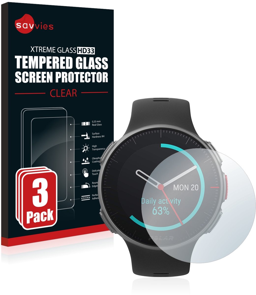 Savvies - Glas Screenprotector voor Polar Vantage V Titan - Gehard Beschermglas 9H 3 Stuks