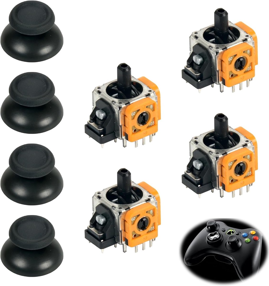 SnelShoppen - 4x PS5 3D Joystick Analoge Vervanging - Compatibel met Play Station 5 Controller - Hall Sensor - Reparatieset met 4 Beschermafdekkingen