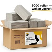 KURTT Papieren handdoekjes 2-laags (naturel) 5000 vellen 22 x 23 cm, Z vouw papieren handdoekjes 2 laags, handdoekjes papier
