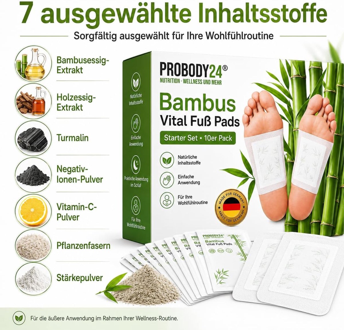 Voetpleister 10 stuks - Bamboe - 100% natuurlijke ingrediënten - Ontspanning voor je voeten - ShopVlot