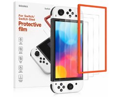 Sounix Screenprotector voor Nintendo Switch OLED - 3 Stuks Gehard Glas - Tempered Glass met Montageframe - Krasbestendige Schermbeschermer