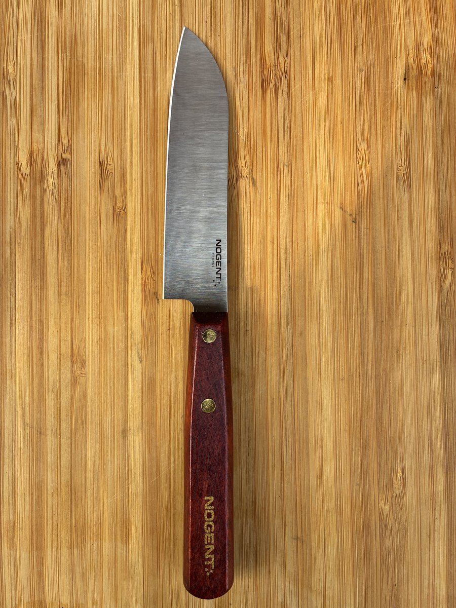Nogent Iconic mini santokumes - keukenmes 11 cm - roestvrij staal - kersenhouten handvat