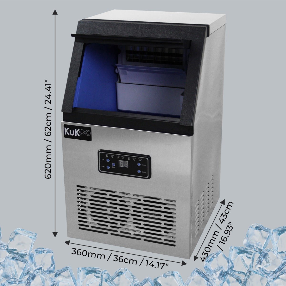 Ijsmachine - roestvrij staal - 40 kg/24u - automatische watertoevoer