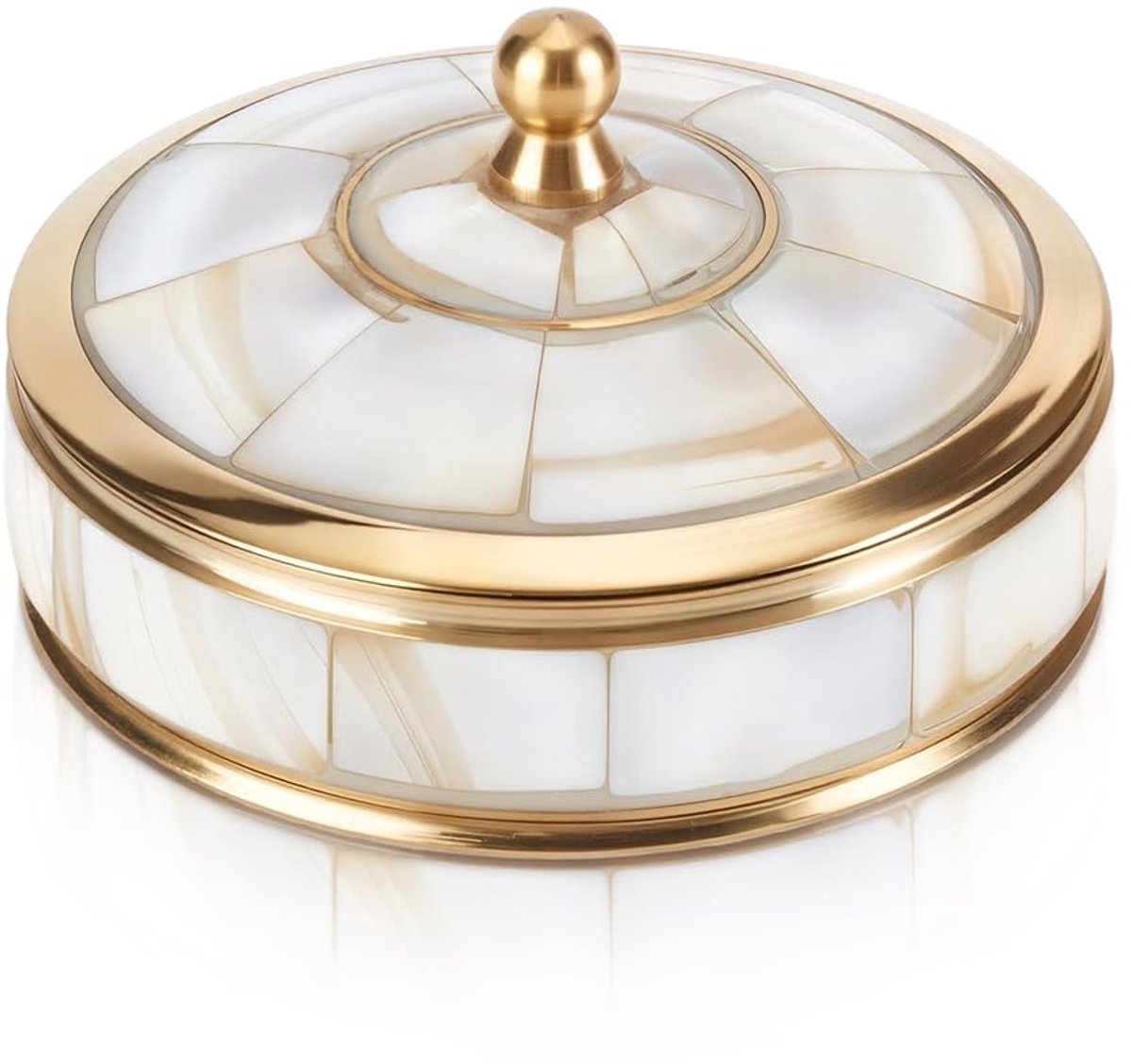 SnelShoppen - Messing Sieradendoos met Parelmoer en Suilkap, Decoratieve Handgemaakte Opbergdoos voor Sieraden, Horloges, en Cadeaus - Luxe Huisdecora