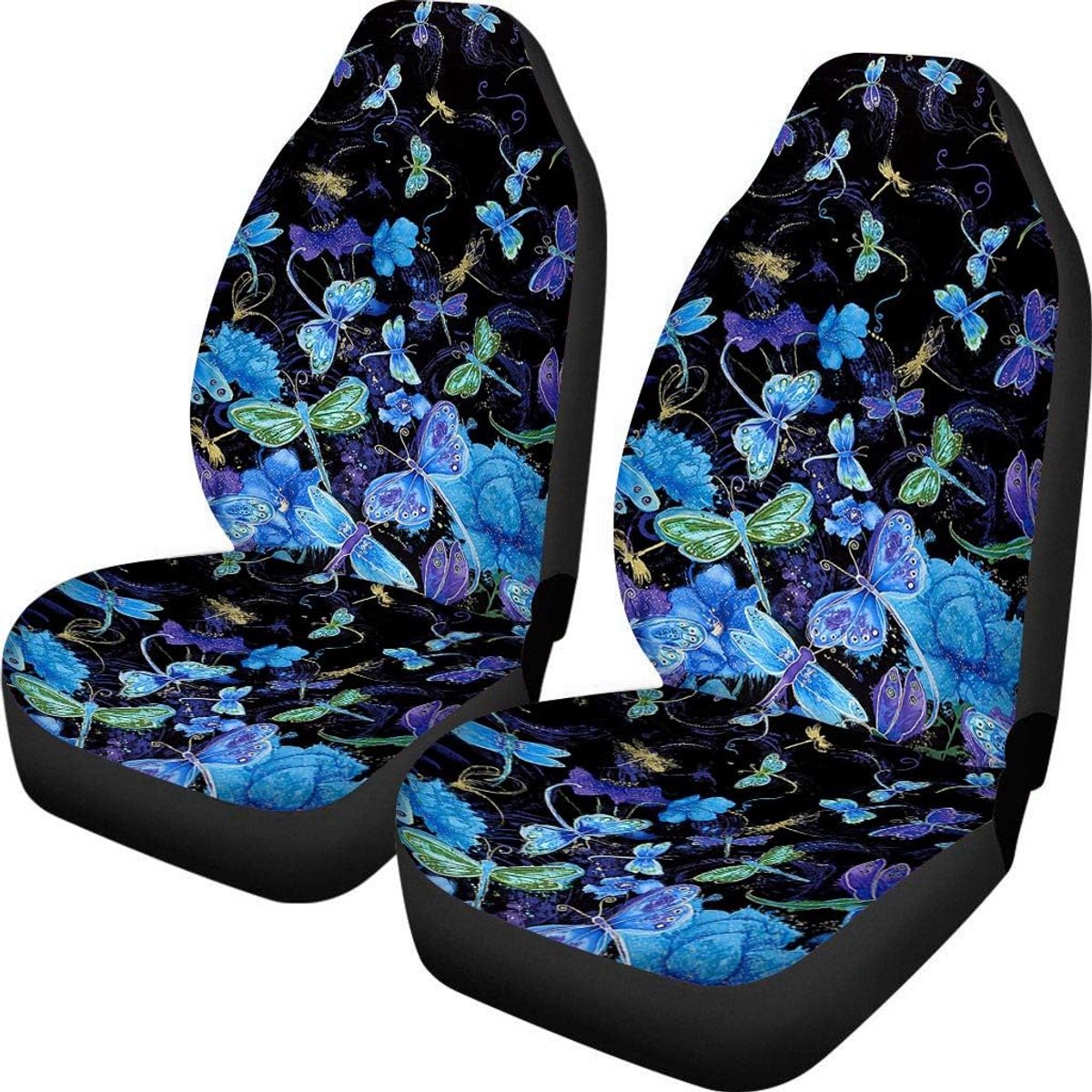 SnelShoppen - Art Watercolor Blauwe Libelle Automotive Voorzit Bedekkingen Gepersonaliseerde Voertuig Kussen Cover Voor Auto's SUV Truck Universele Pa