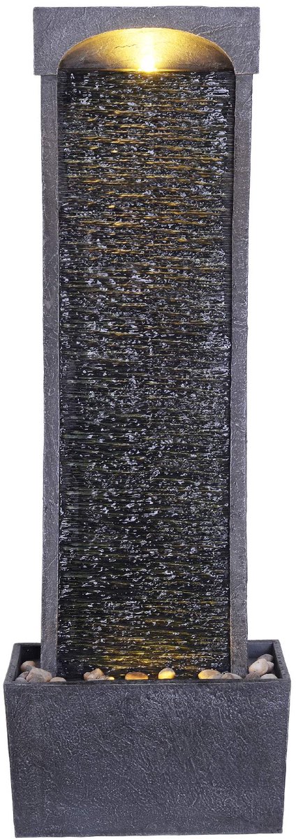 SnelShoppen - Teamson Home Hoog Kromme Buiten Tuin Water Fontein Met Lichten - Waterornament Waterval Tuindecoratie Met Pomp 34x22x98 cm - Perfect Voo