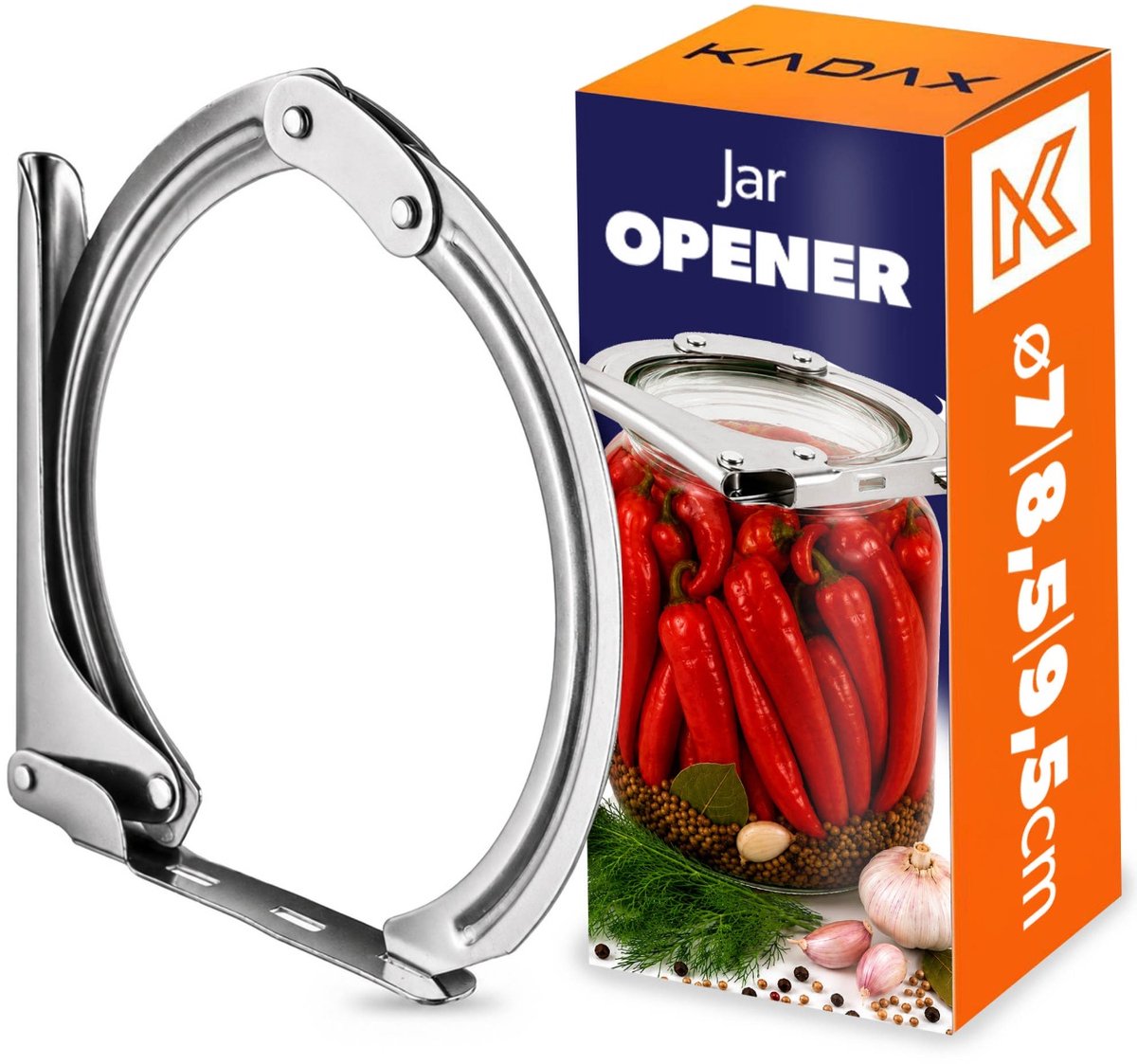 KADAX-opener voor inmaakpotten met glazen deksel en rubberen ring, glazen dekselopener voor deksels met een diameter van 7–9,5 cm, glazen dekselopener, dekselopener voor inmaakpotten, dekselheffer