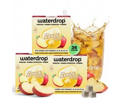 waterdrop® Microdrink APPEL Multipack – 36 hydratatieblokjes voor water met smaak – Alternatief voor fruitsap zonder suiker – Smaakt zoals appelsap – Hydratatie met vitaminen C & B – Calorievrij