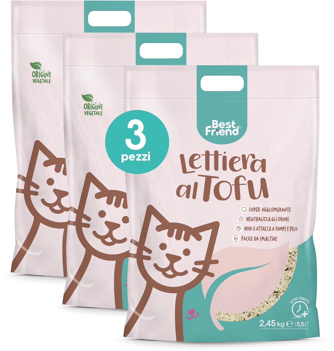 SnelShoppen - Best Friend Kattenbakvulling Tofu 5,5L Klongerend Plantaardig - Tot 30 Dagen Gebruik - Biologisch Afbreekbaar - Kattenzand Tegen Geur -