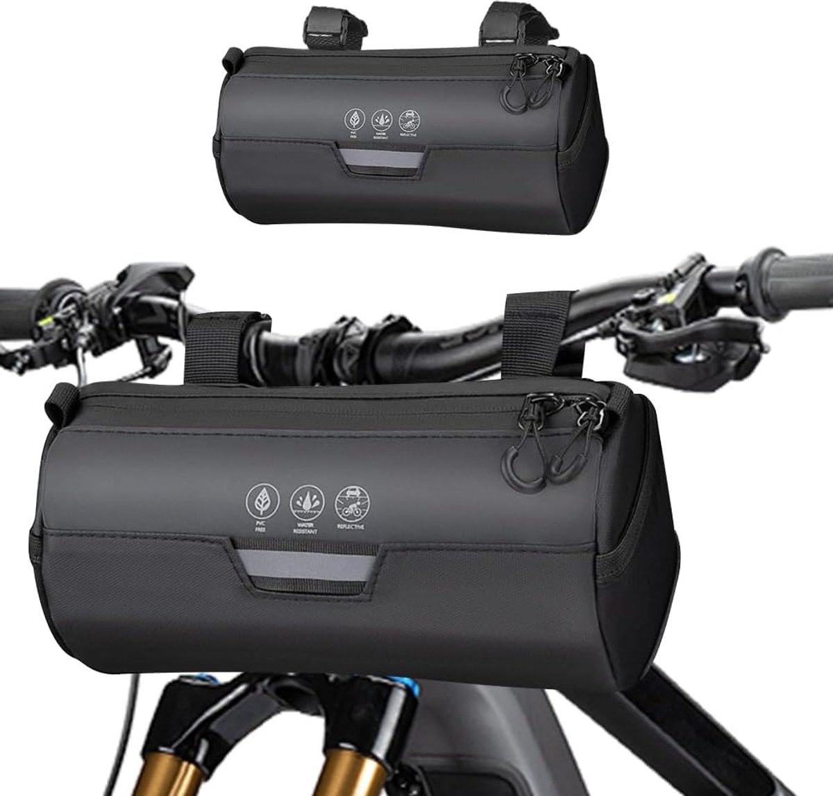 Stuurtas Fiets - 2 Liter - Waterdicht - Reflecterend - Zwart Stuurtas E-bike - Frame Tas - Schoudertas - Voorvork Tas - Telefoontasje Fiets - Accessoires