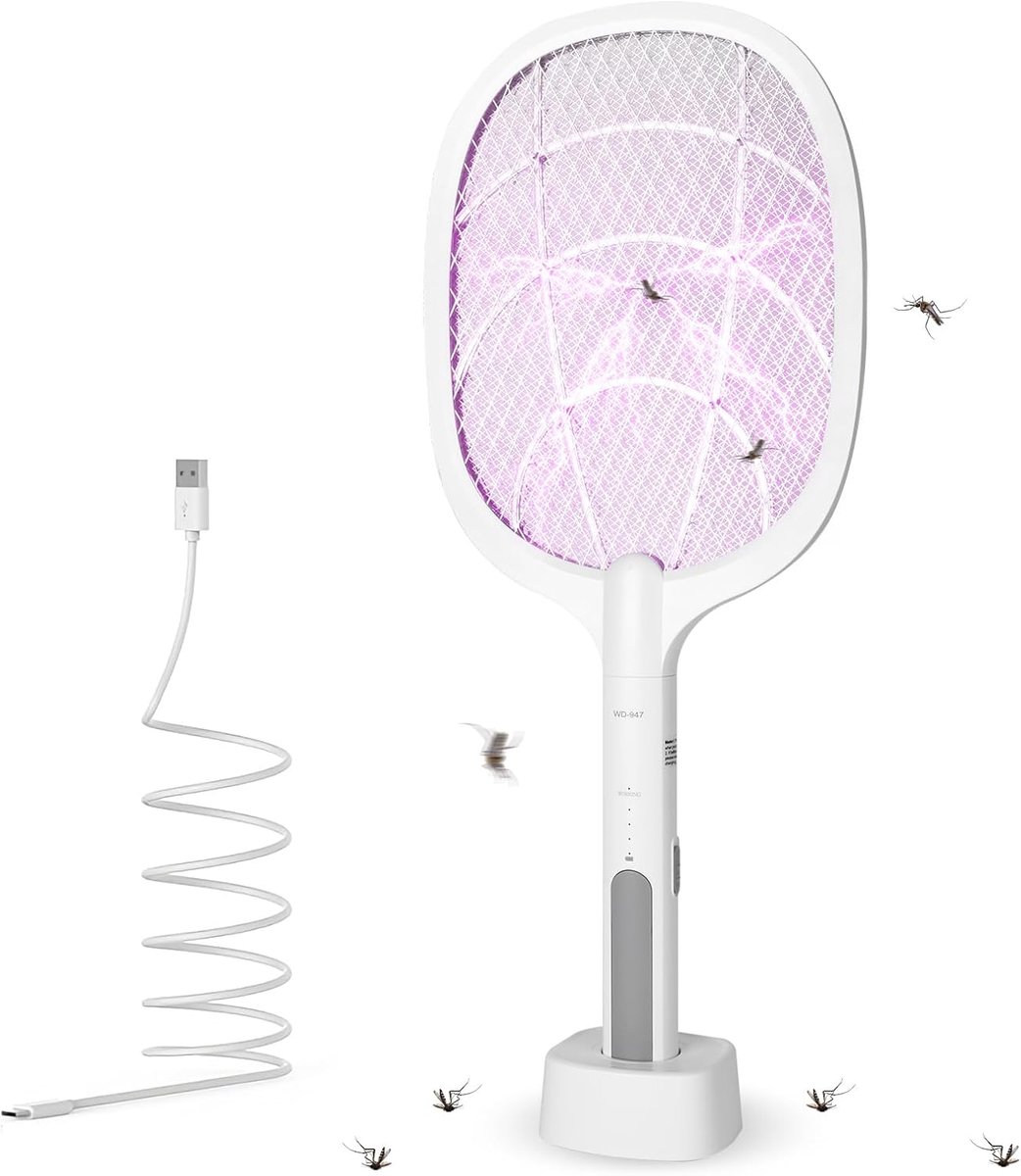 SnelShoppen - Elektrische Vliegenmepper Extra Sterk met USB C-laadbasis, UV-Insectendoder voor Binnen en Buiten, Ideaal voor Tuin, Keuken en Camping