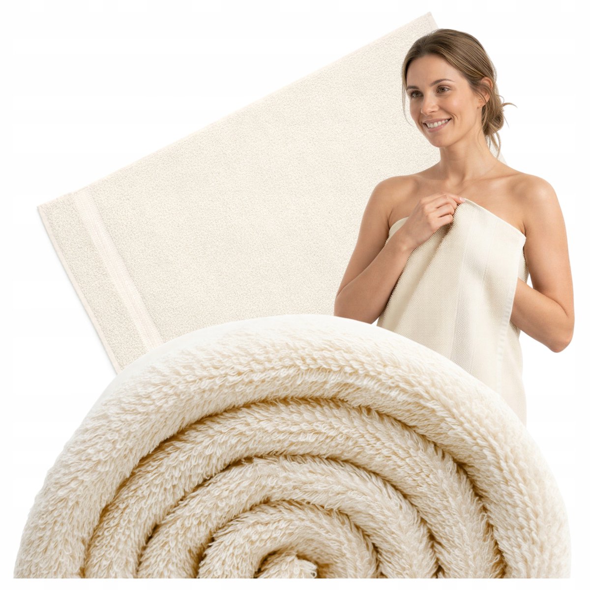 KONEY - Badhanddoek - Soft - 70 x 140 cm - Crème, Ecru - 500 g/m²