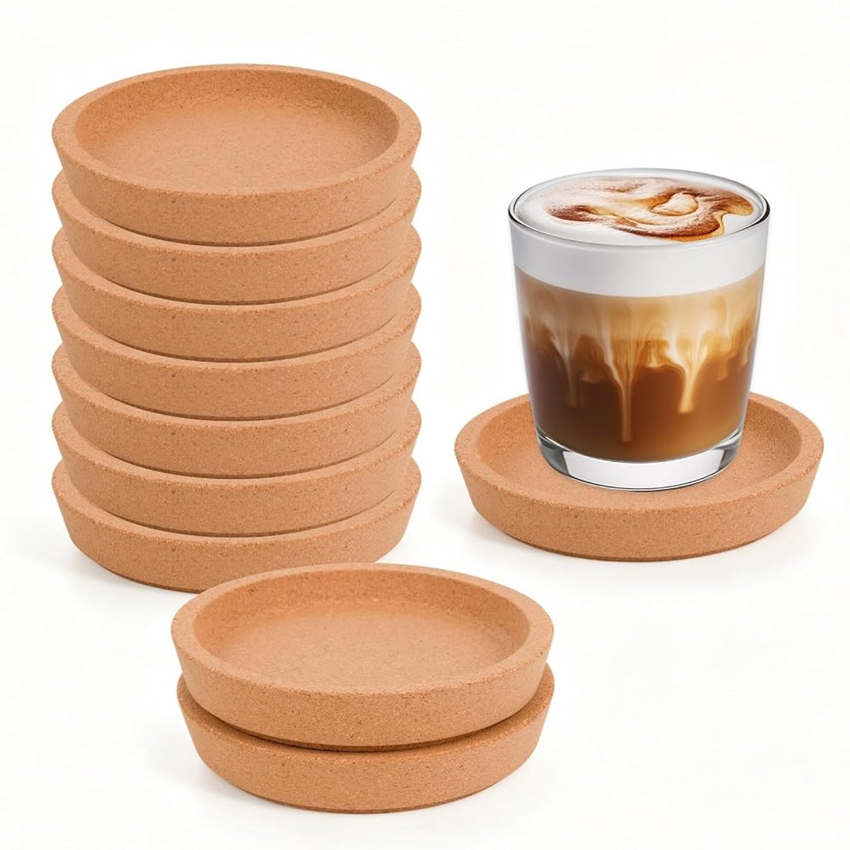 Kurken Onderzetters - Set Van 10 Stuks - Coasters - Absorberend en Hittebestendig -Drink Onderzetters Voor Mok En Glas